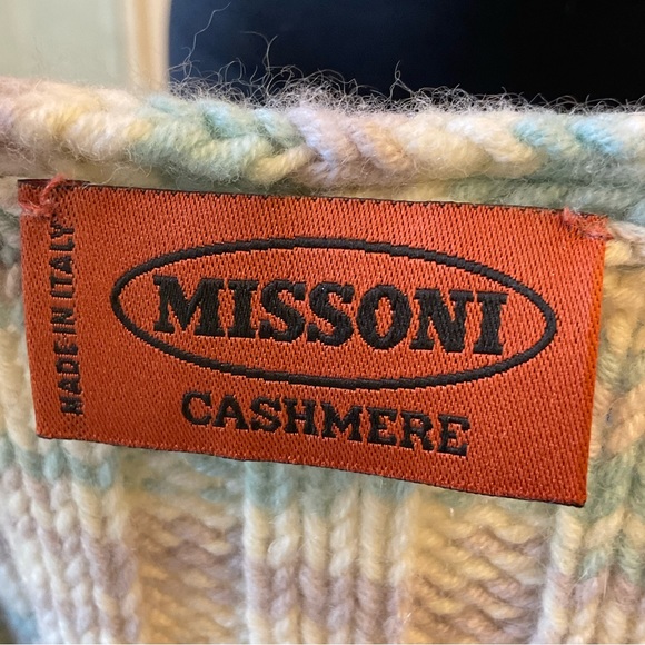 Missoni V-neck pastel sweater, fur tassel ties, classic and trending, Sz Small - Picture 6 of 15